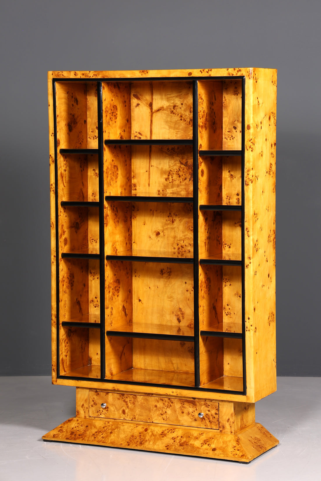 Impressive Art Deco design birch bookshelf, luxury shelf, Biedermeier library