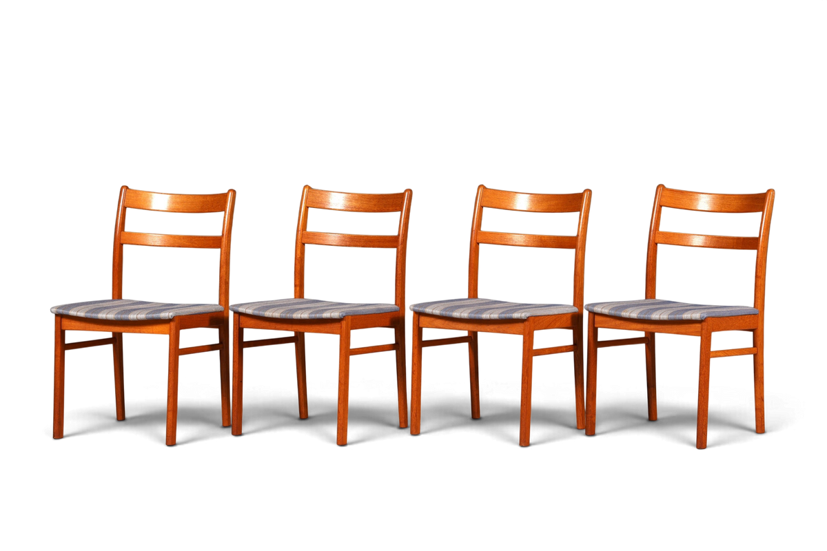 4x Mid Century Teak Holz Stühle Made in Denmark Retro Stuhlset Danish Design – Hauptstadt Möblerei Berlin