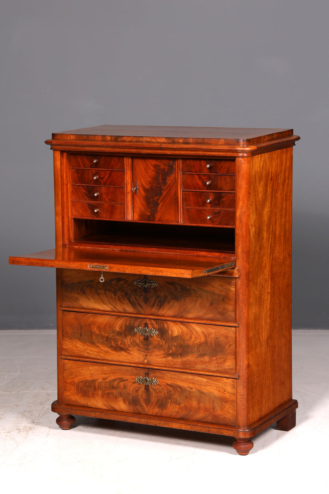 Beautiful Louis Philippe secretary cabinet, vertiko, highboard, Gründerzeit chest of drawers, cabinet, circa 1880, antique, vintage