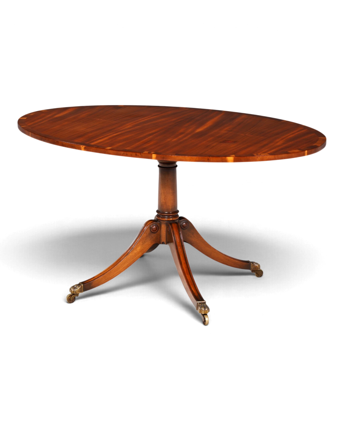 Edler ovaler Englischer Esstisch Säulentisch auf Rollen Küchentisch Esszimmertisch Pedestal Table Vintage
