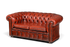 Hauptstadt Möblerei Chesterfield 2-Sitzer Sofa aus braunem Echtleder mit klassischer Knopfheftung und Armlehnen