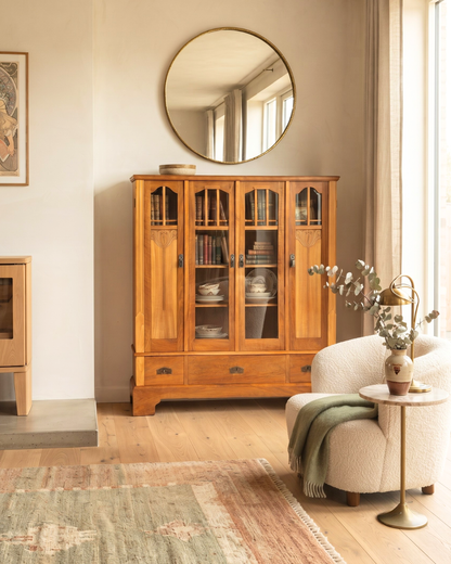Traumhafte Jugendstil Vitrine Eiche Bücherschrank Antik Schrank Geschirrschrank Glasvitrine um 1900 Vintage