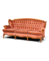 Hauptstadt Möblerei Chippendale 3-Sitzer Sofa in Barock-Stil mit rosafarbenem Samtbezug und Holzrahmen