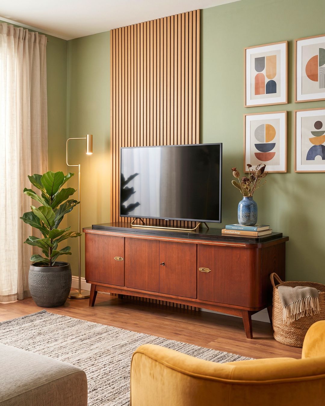 Beautiful mid-century sideboard, vintage TV cabinet, retro longboard, 60s