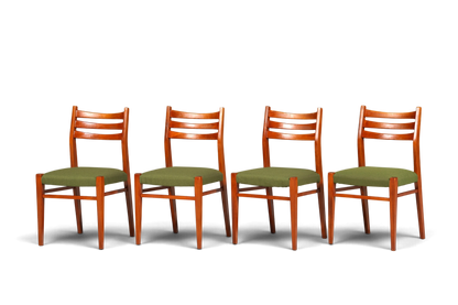 4x Mid Century Teak Holz Stühle Made in Denmark Retro Stuhlset Danish Design Vintage Küchenstühle