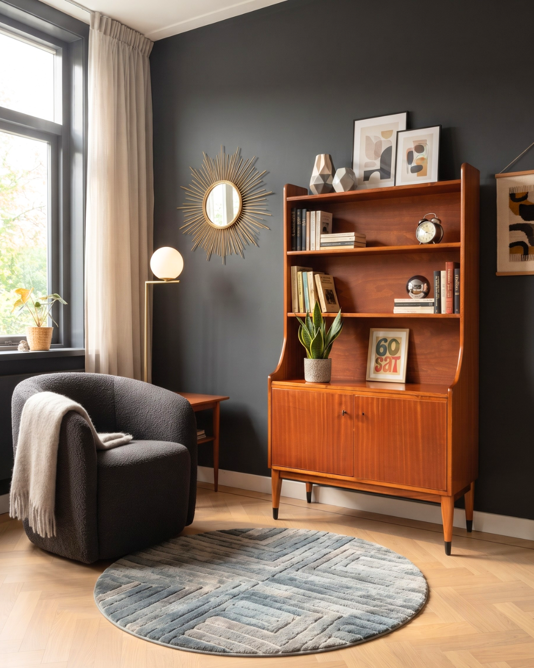 Wunderschöner Mid Century Highboard Regal Schrank Vintage Bücherregal Holz Retro 60er