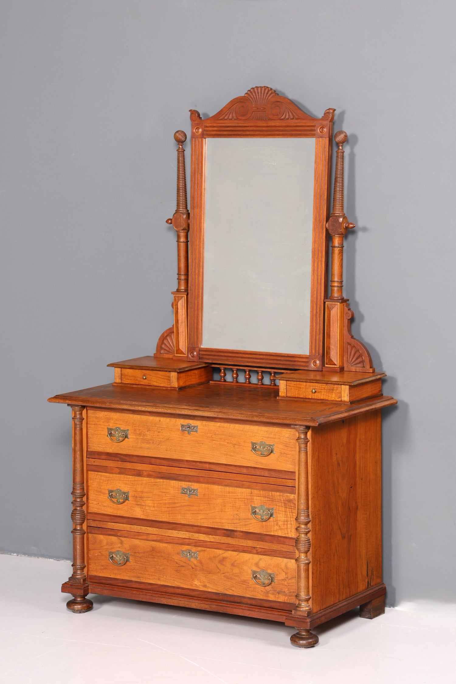 F972 Finish cm Traumhafte Louis Philippe Kommode mit Spiegelaufsatz Gründerzeit Holz Schrank Antik Flurschrank um 1880