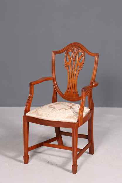 Wunderschöner Englischer Stuhl Armlehnstuhl Eibe Antik Sekretär Stuhl UK Polsterstuhl 2 von 2