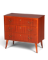 Hauptstadt Möblerei Mid Century Kommode aus massivem Holz mit drei Schubladen und Messinggriffen im 60er Jahre Stil