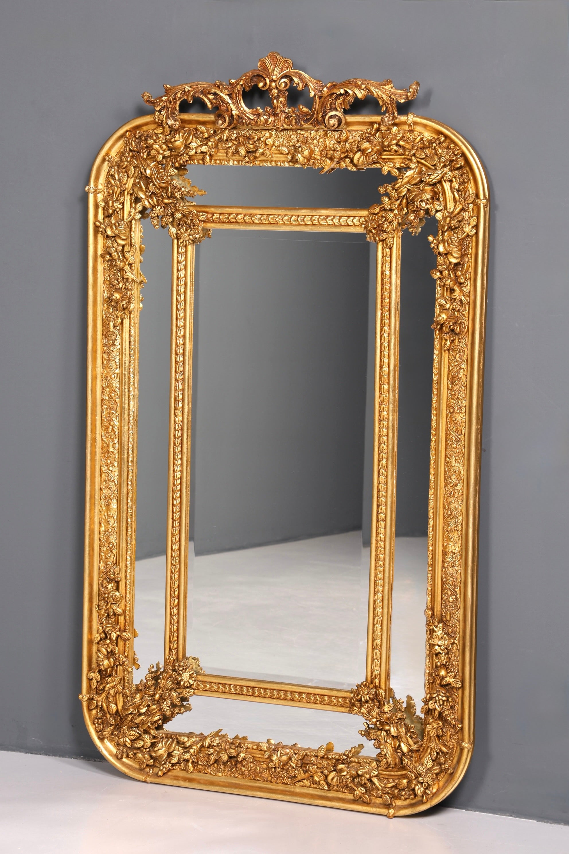 Aussergewöhnlicher Prunk Barock Stil Standspiegel Antik Stil Gold Ornament Flurspiegel Spiegel