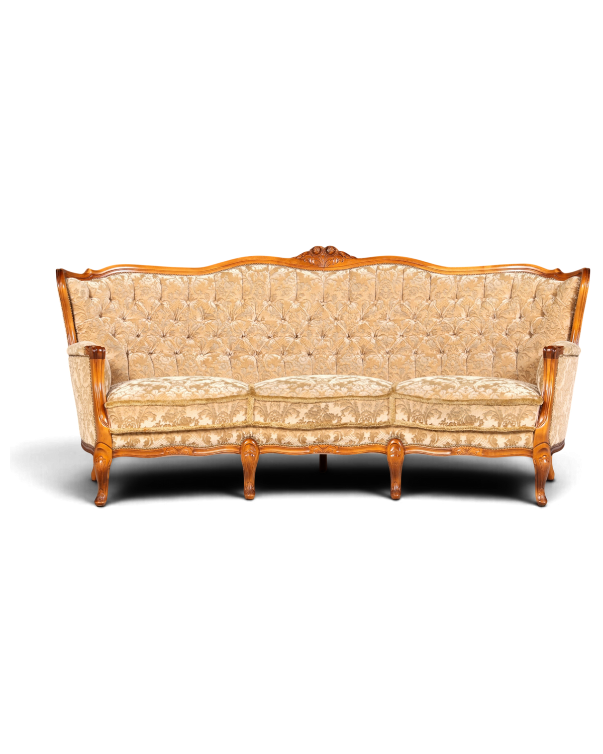 Chippendale Sofa Barock Stil, Samt 3-Sitzer Couch Antik – Hauptstadt Möblerei Berlin