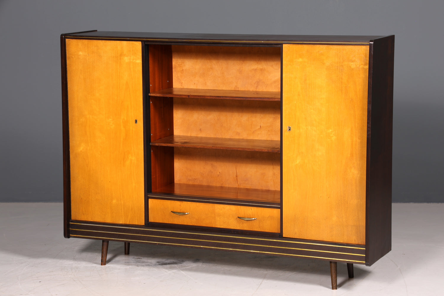 Wunderschöner Mid Century Schrank 60er Jahre Bücherregal Aktenschrank Rockabilly Wäscheschrank Regal Highboard