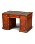 Hauptstadt Möblerei maritimer Schreibtisch aus Echtholz im Military-Chest-Stil mit grüner Lederauflage und Messing