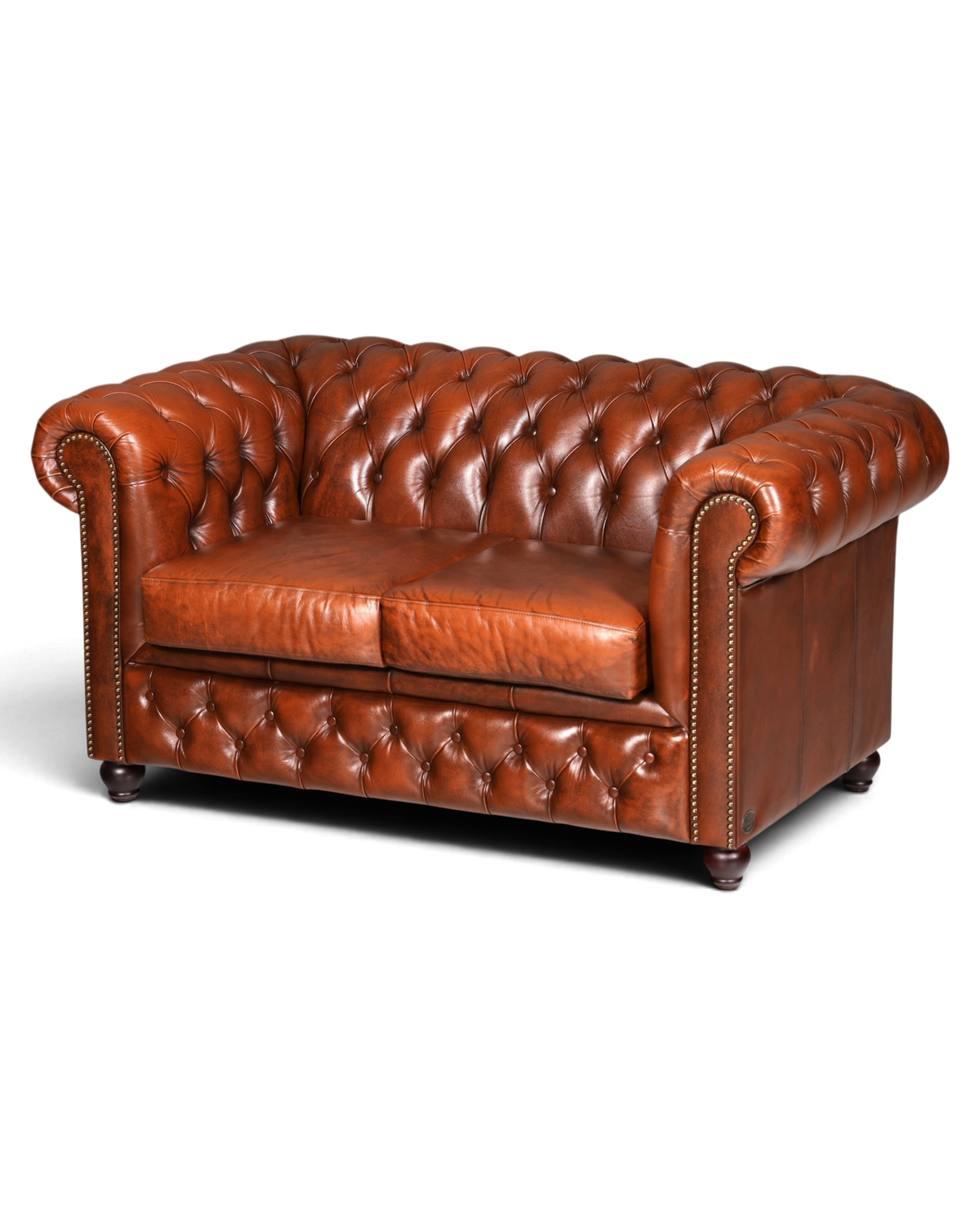Original Chesterfield 2er Sofa Englische Leder Couch – Hauptstadt Möblerei Berlin