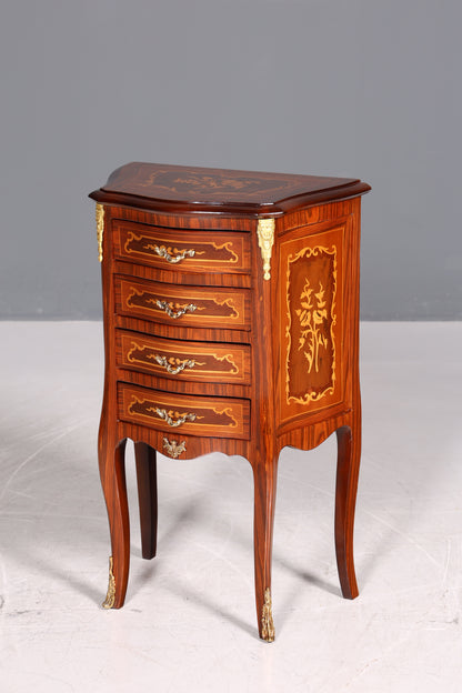 Noble baroque style chest of drawers, antique style side table, brass cabinet