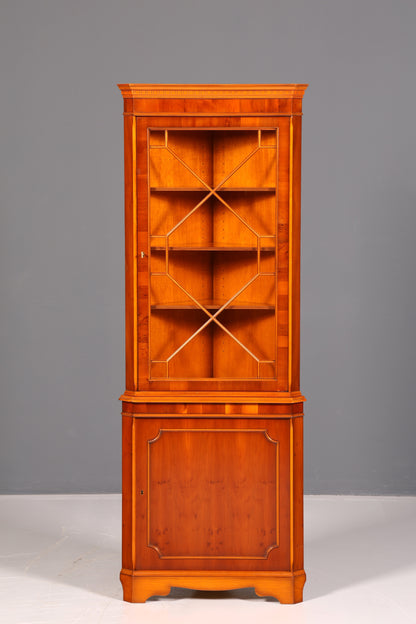 Wunderschöne Englische Eckvitrine Eibe Eckschrank Glasvitrine Vitrine Antik Echt Holz Vintage