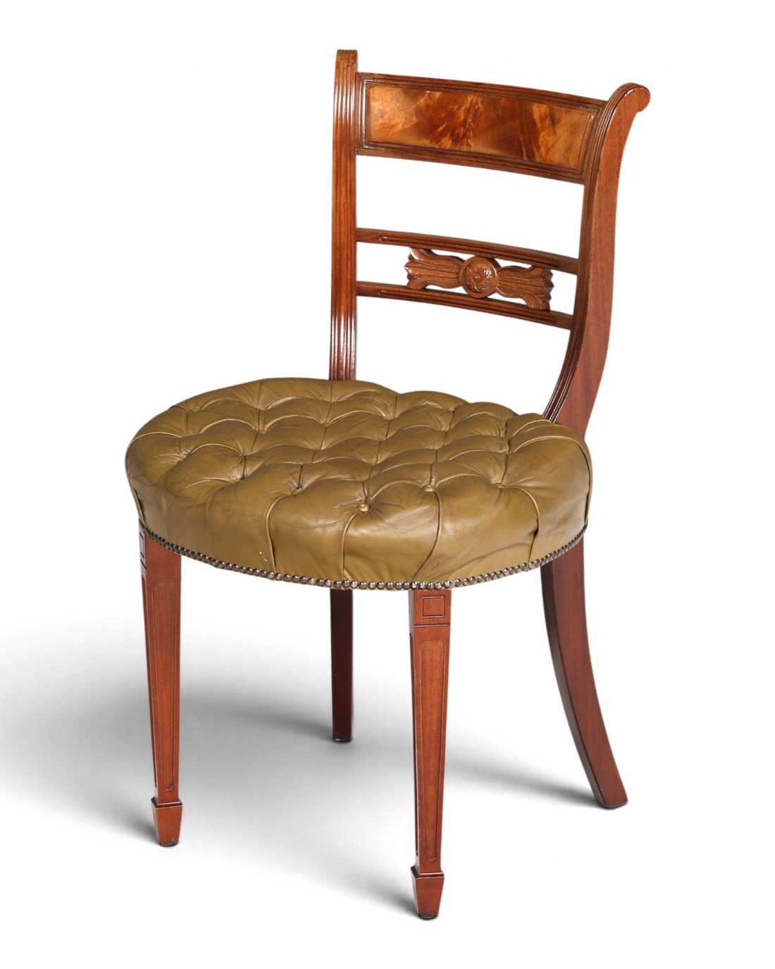 Wunderschöner Chesterfield Stuhl Anno Dom Sekretär Stuhl Englisch echt Leder Küchenstuhl 3 von 4