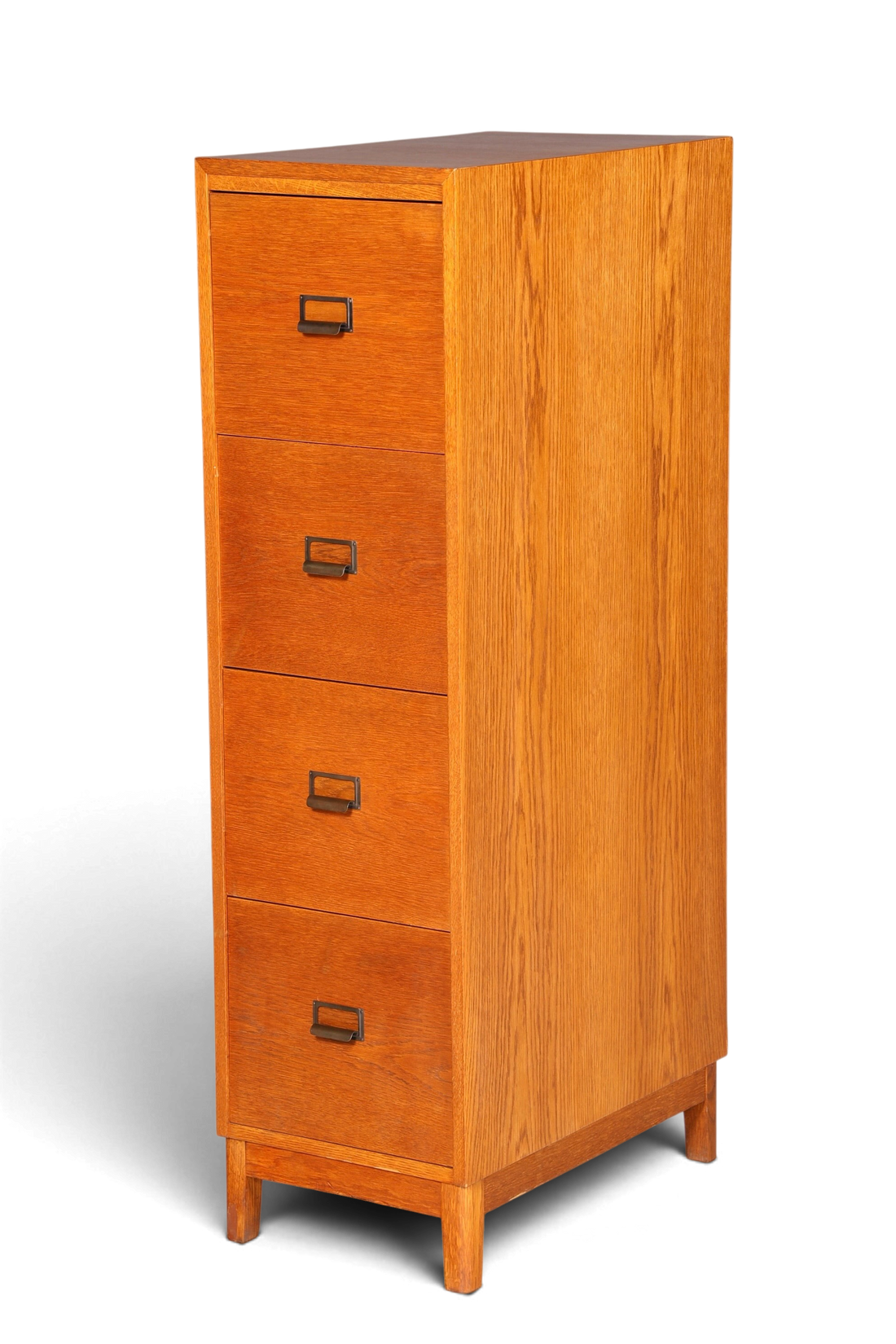 Hauptstadt Möblerei Mid Century Aktenschrank aus massivem Holz mit vier Schubladen im Bauhaus-Stil