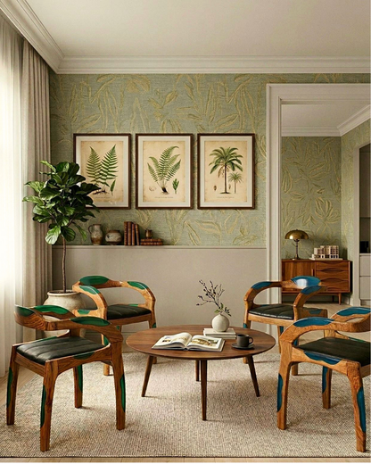 Epoxy Sessel "Arnson Plus Green" Epoxidharz Armlehnsessel Massiv Holz Stuhl Nussbaum Sekretär Stuhl