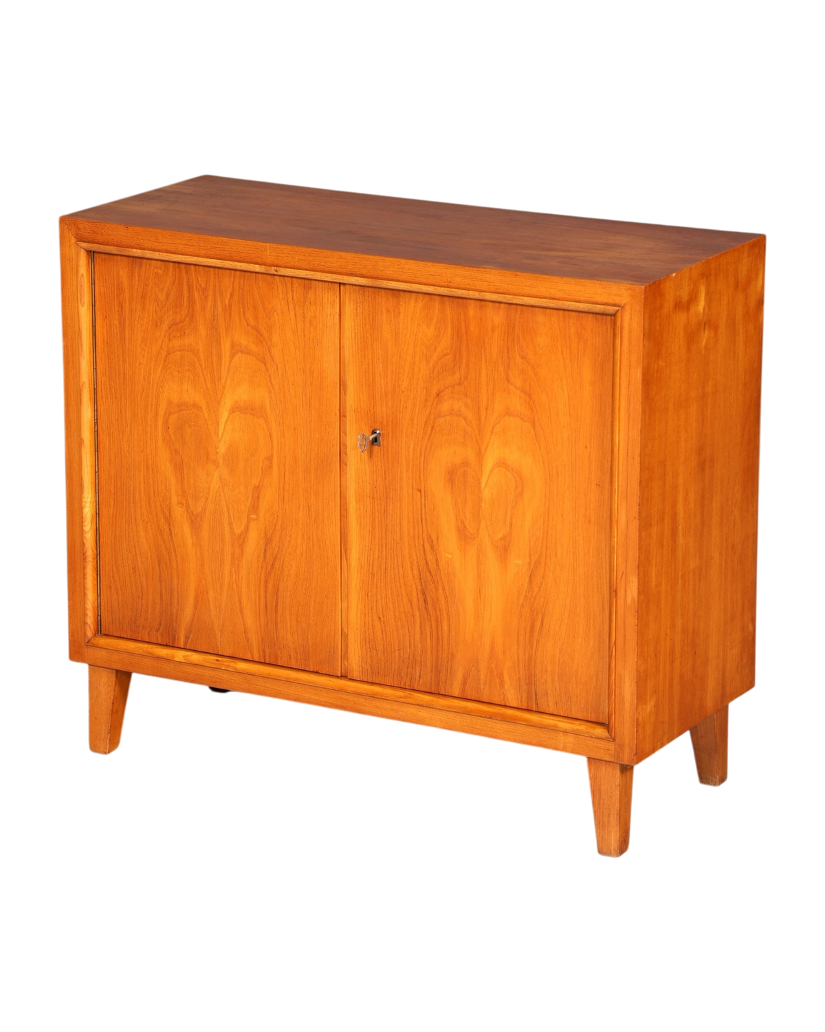 Hauptstadt Möblerei Mid Century Kommode aus massivem Holz im 60er Jahre Retro Design mit zwei Türen und Schlüssel