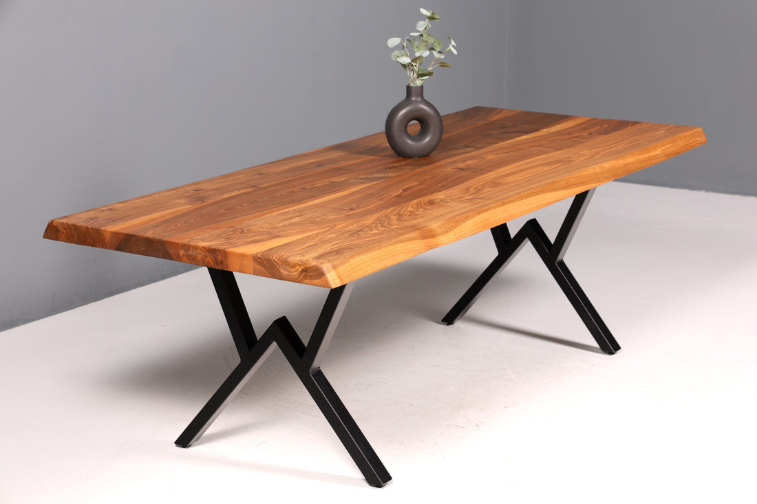 Beautiful walnut table 240cm-95cm dining room table live edge top solid wood kitchen table
