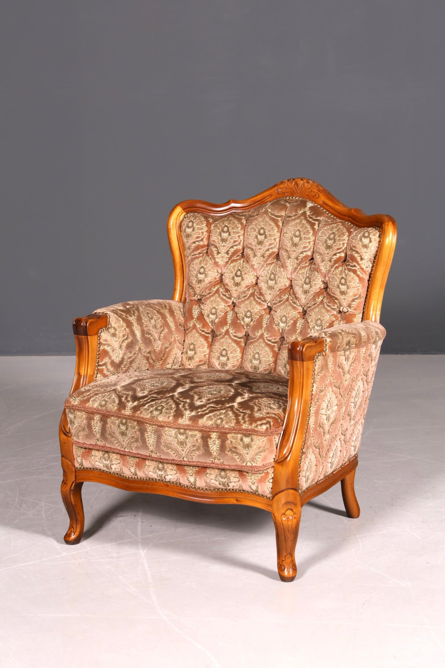 Edler Chippendale Armlehnsessel Barock Stil Sessel Armchair Samt Stoff Sessel 2 von 2