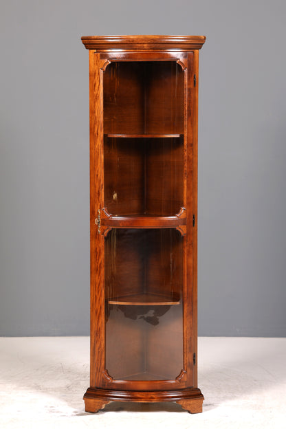 F130 Finish Wunderschöne Englische Eckvitrine Mahagoni Antik 60s echt Holz Schrank Eckschrank Glasvitrine