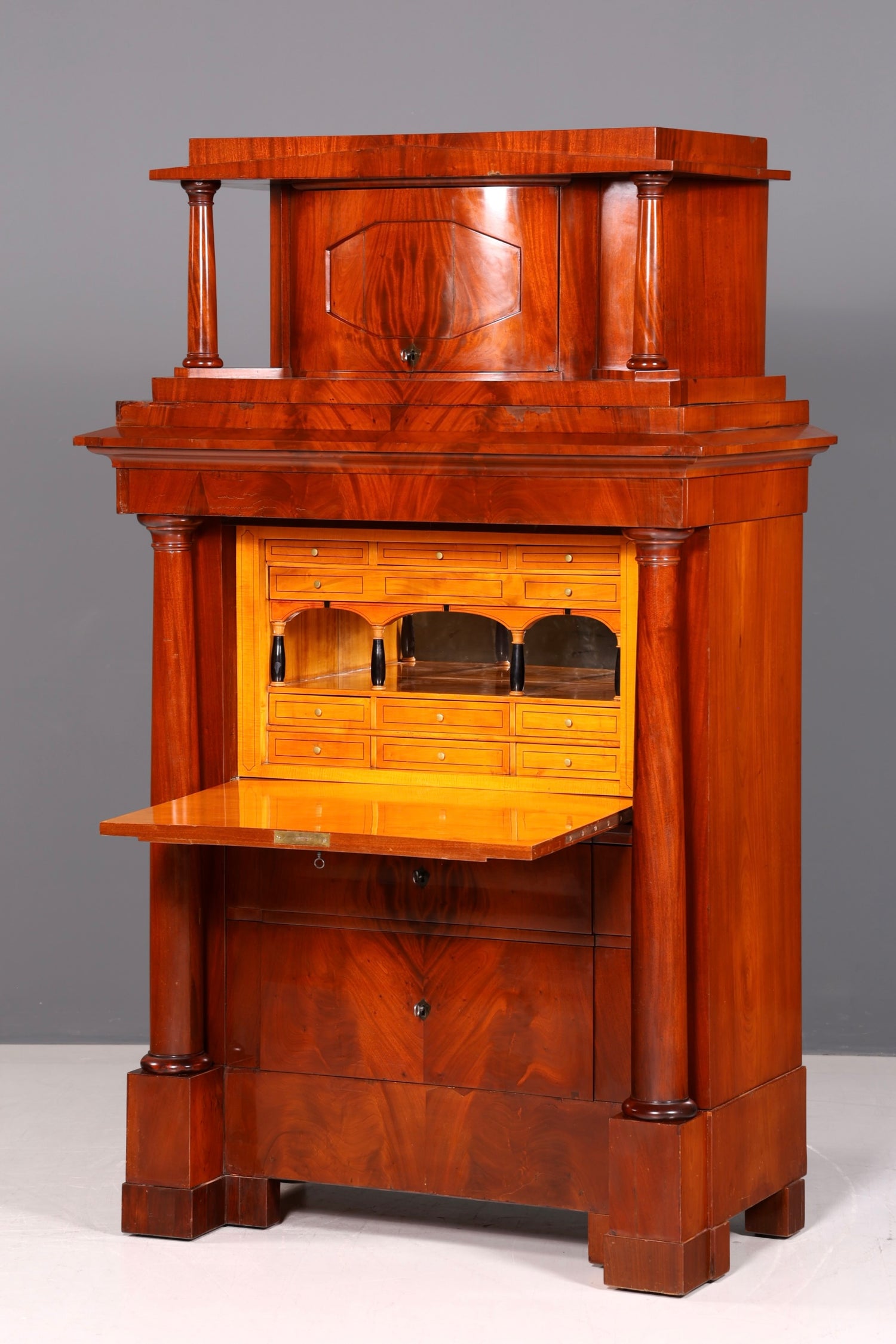 Wunderschöner Original Biedermeier Sekretär um 1860 Kommode Antik Bürokommode Englisch Säulen