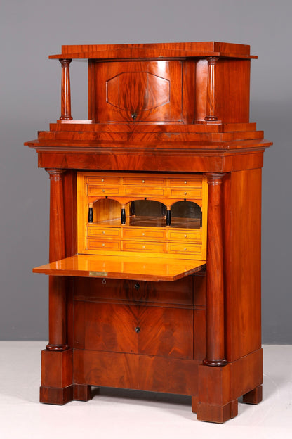 Wunderschöner Original Biedermeier Sekretär um 1860 Kommode Antik Bürokommode Englisch Säulen