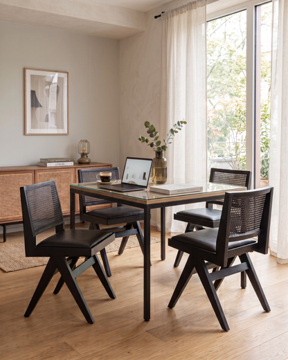 Sehr edler Korbgeflecht Stuhl "Vienna Black" schwarzer Bauhaus Relax Lounge Chair Küchenstuhl Sekretär Stuhl