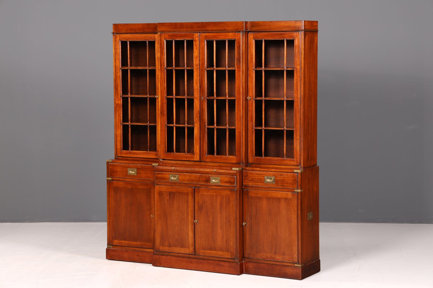 Beeindruckender Maritimer Vitrinenschrank Englischer Schrank Echt Holz Bibliothek Bücherschrank Anrichte Vintage