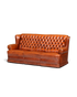 Hauptstadt Möblerei 3-Sitzer Chesterfield Sofa aus cognacfarbenem Echtleder mit klassischer Knopfheftung