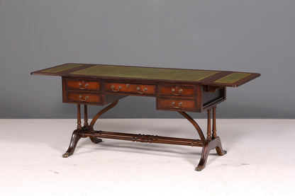 Wunderschöner Englischer Schreibtisch Regency Klappschreibtisch Echt Lederauflage Mahagoni 60s Bürotisch