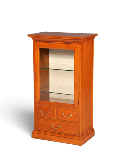 Hauptstadt Möblerei Selva Style Vitrine aus Kirschholz im Antik-Stil mit Glasfront, Schubladen und Messinggriffen