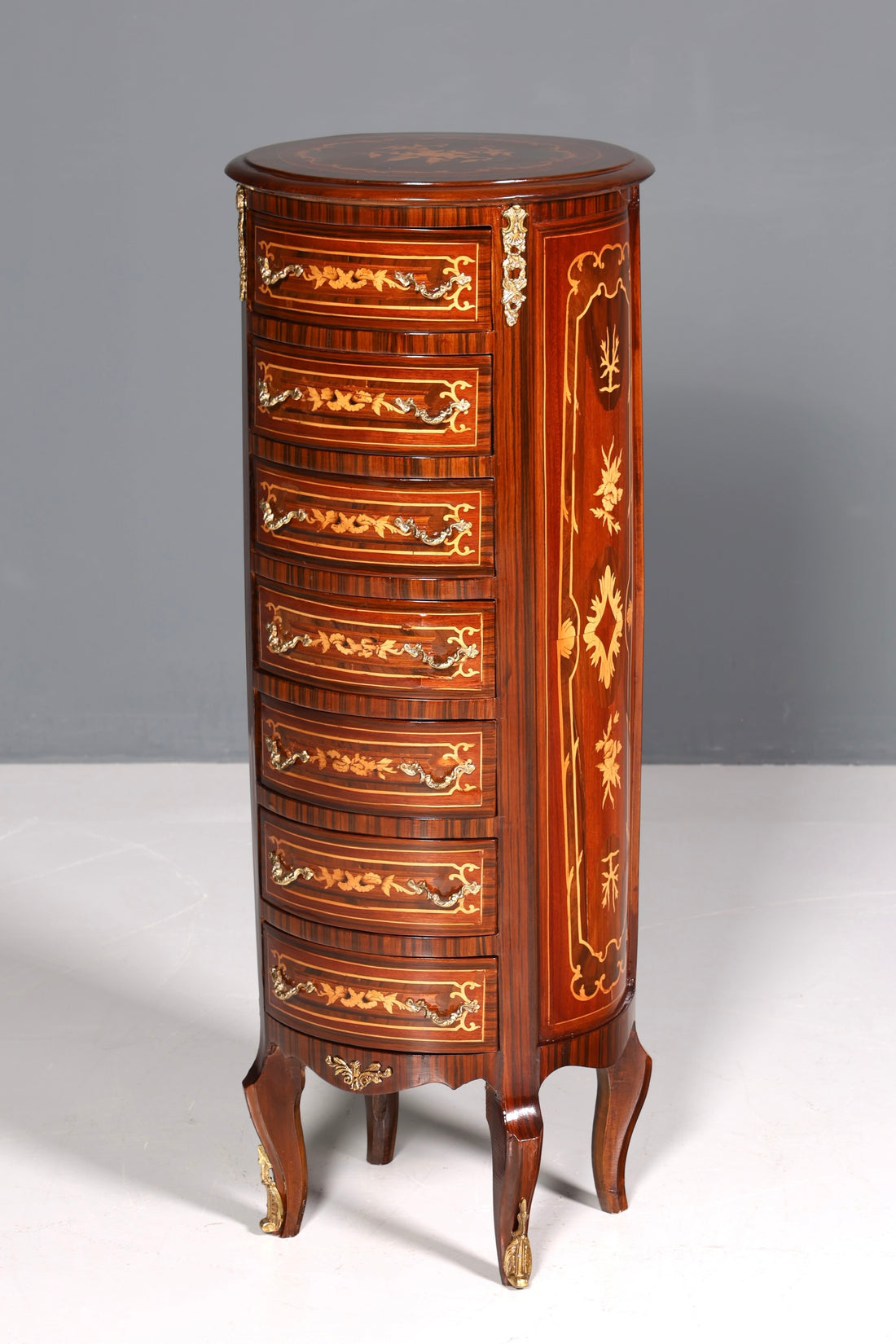 Elegant Baroque style chest of drawers, vertico, drawer chest with inlays, 7 drawers