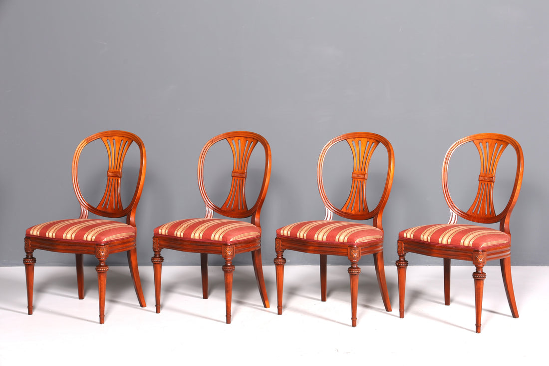4x Elegant English Dining Chairs, Antique 1960s Kitchen Chairs, Chair Set