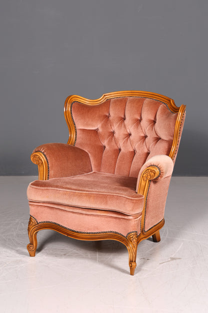 Chippendale Armchair Baroque Style Velvet Fabric Armchair Rococo Antique 4 of 4