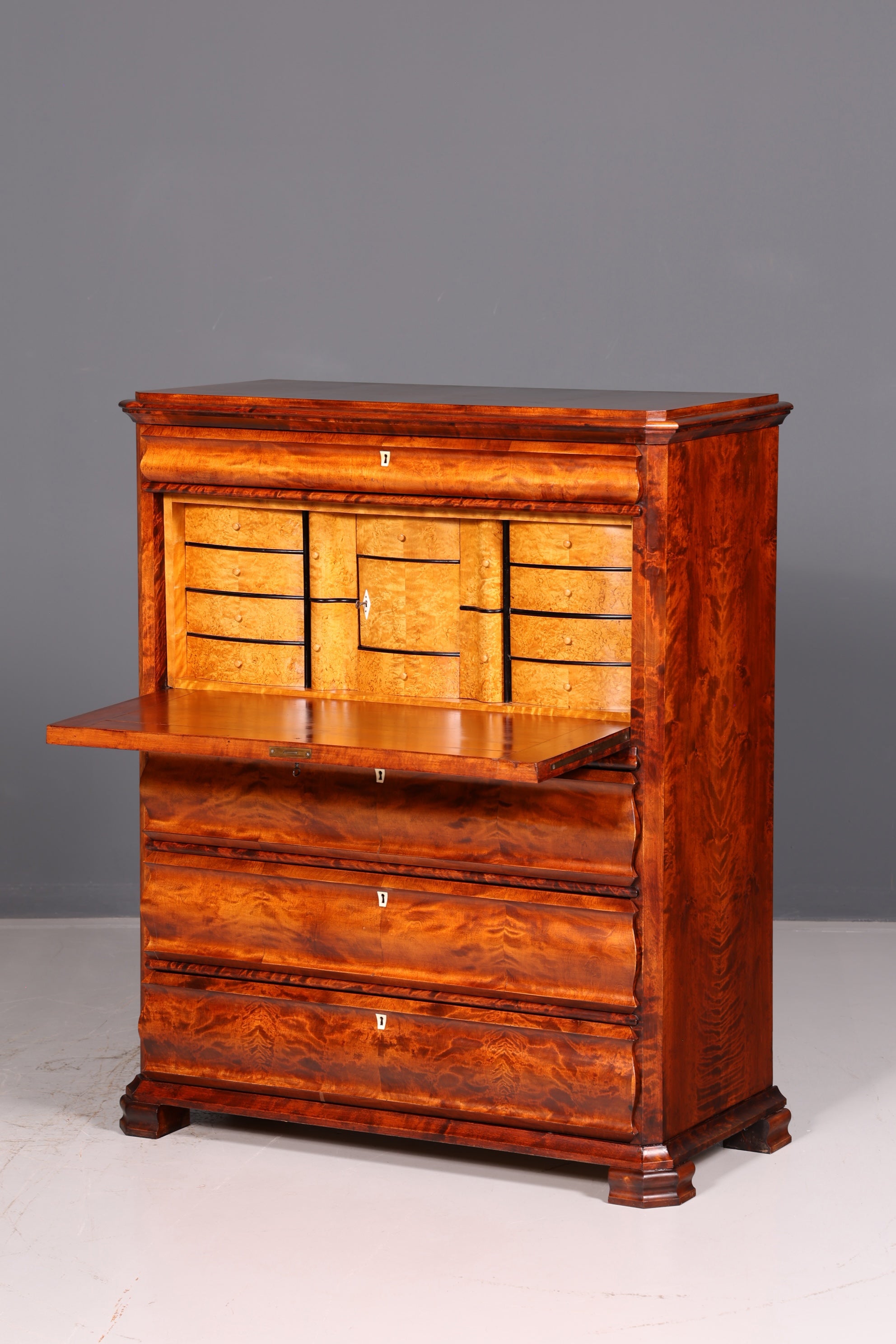 Stilvoller Biedermeier Sekretär Vertiko Louis Philippe Kommode Schubladenkommode Antik Vintage