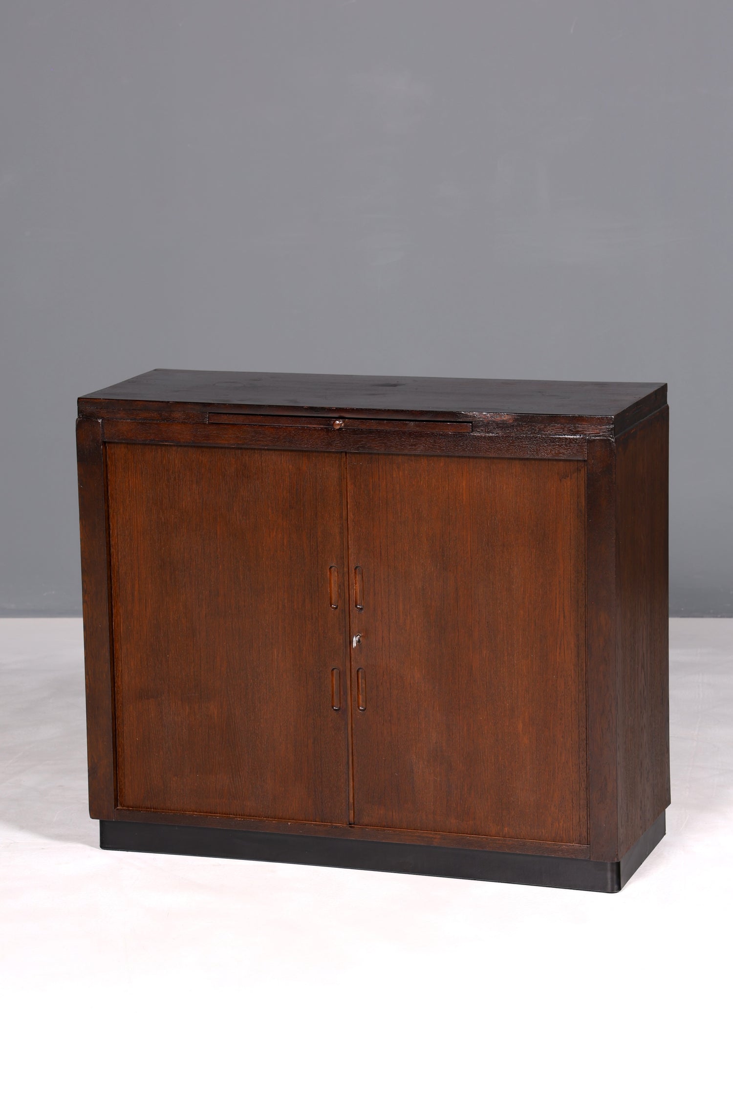 F897 Finish cm Schlichter Mid Century Rollladenschrank Bauhaus Apothekerschrank Art Deco Büro Aktenschrank