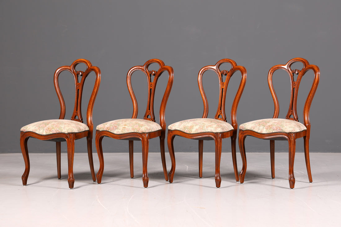 Set of 4 Dreamlike Louis Philippe Chairs circa 1880 Chippendale Chair Set Antique Secretary Chairs