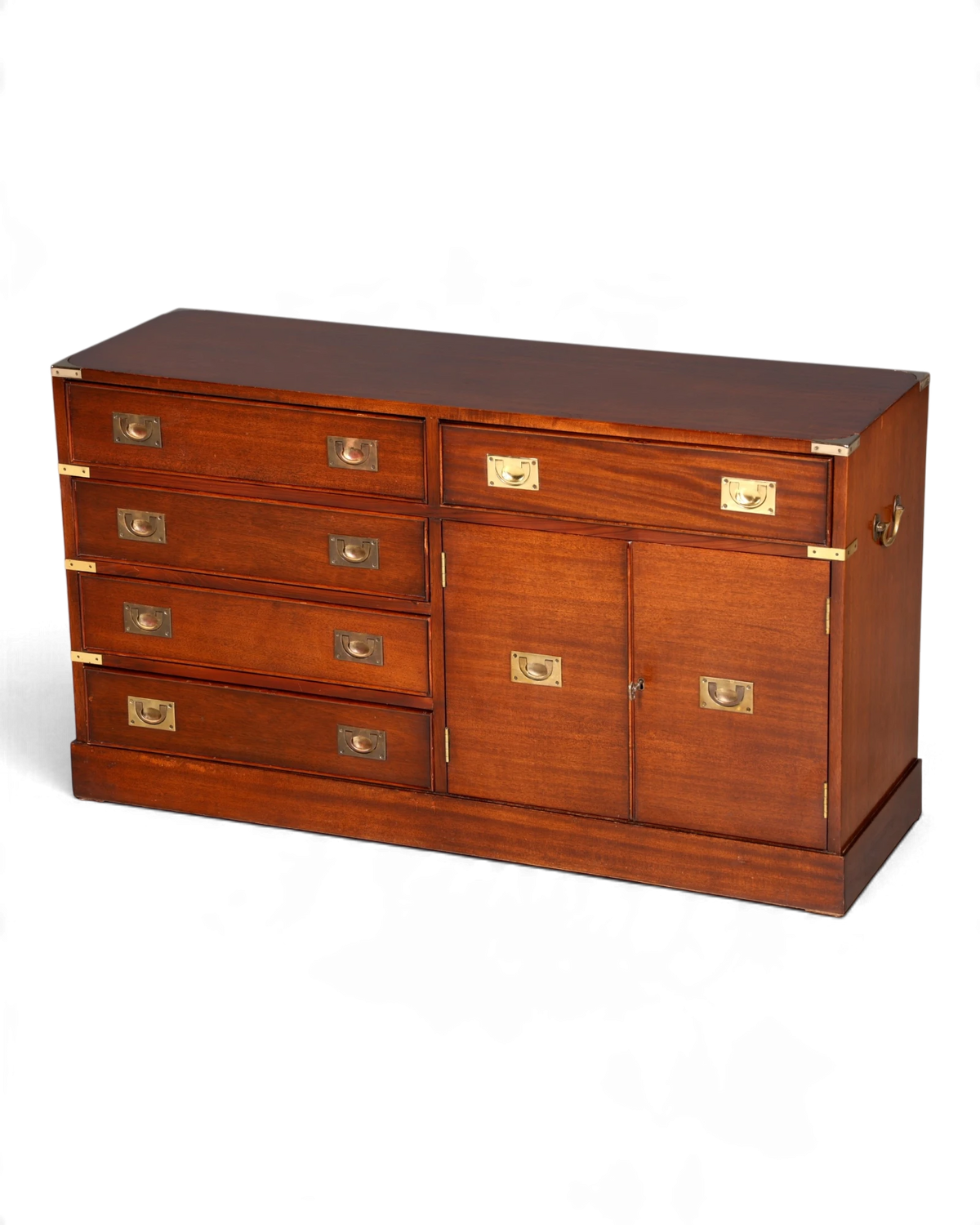 Elegant maritime sideboard, English ship's chest of drawers, antique English cabinet, military chest