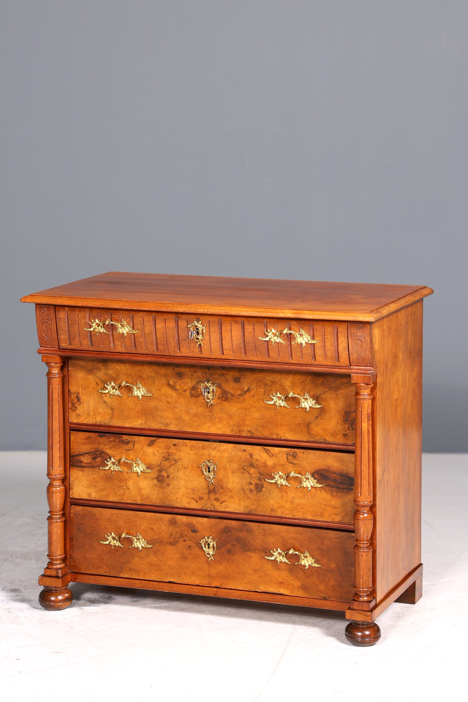 E910 Finish Wunderschöne Gründerzeit Kommode Louis Philippe Nussbaum Schubladen Kommode Sideboard um 1880