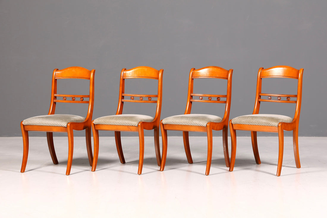 4x Englische Stühle Set Regency Dining Chairs Antik Esszimmerstühle Küchenstühle Stuhlset Vintage 60er