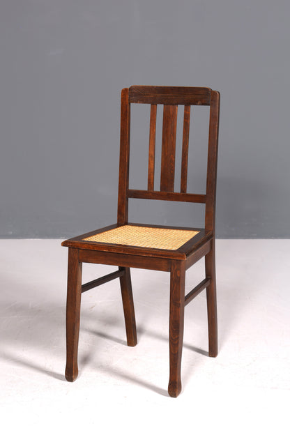 Traumhafter Jugendstil Stuhl Sekretär Stuhl Antik Eiche Korbgeflecht Küchenstuhl um 1900