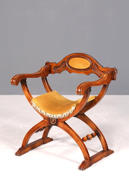 Wunderschöner Gründerzeit Stuhl Armlehnstuhl Antik echt Ritterstuhl Schreibtisch Scherenstuhl Stuhl Sekretär Stuhl Antik