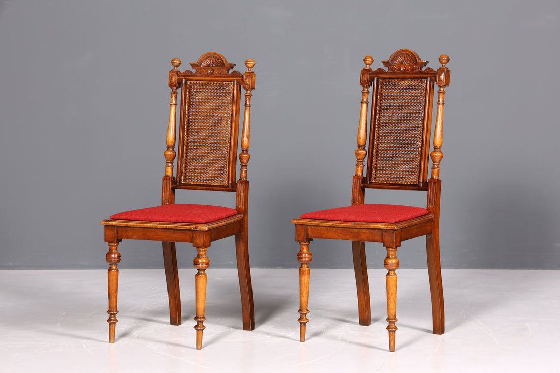 2x Traumhafte Gründerzeit Stühle Antik Korbgeflecht Stuhl Set Antik Wiener Geflecht Küchenstuhl