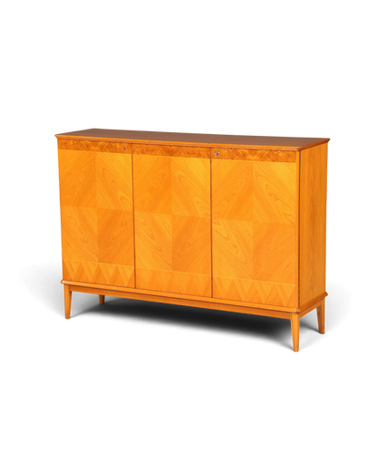 Hauptstadt Möblerei Mid Century Highboard aus massivem Holz mit markanter Maserung und Retro-Design der 60er Jahre