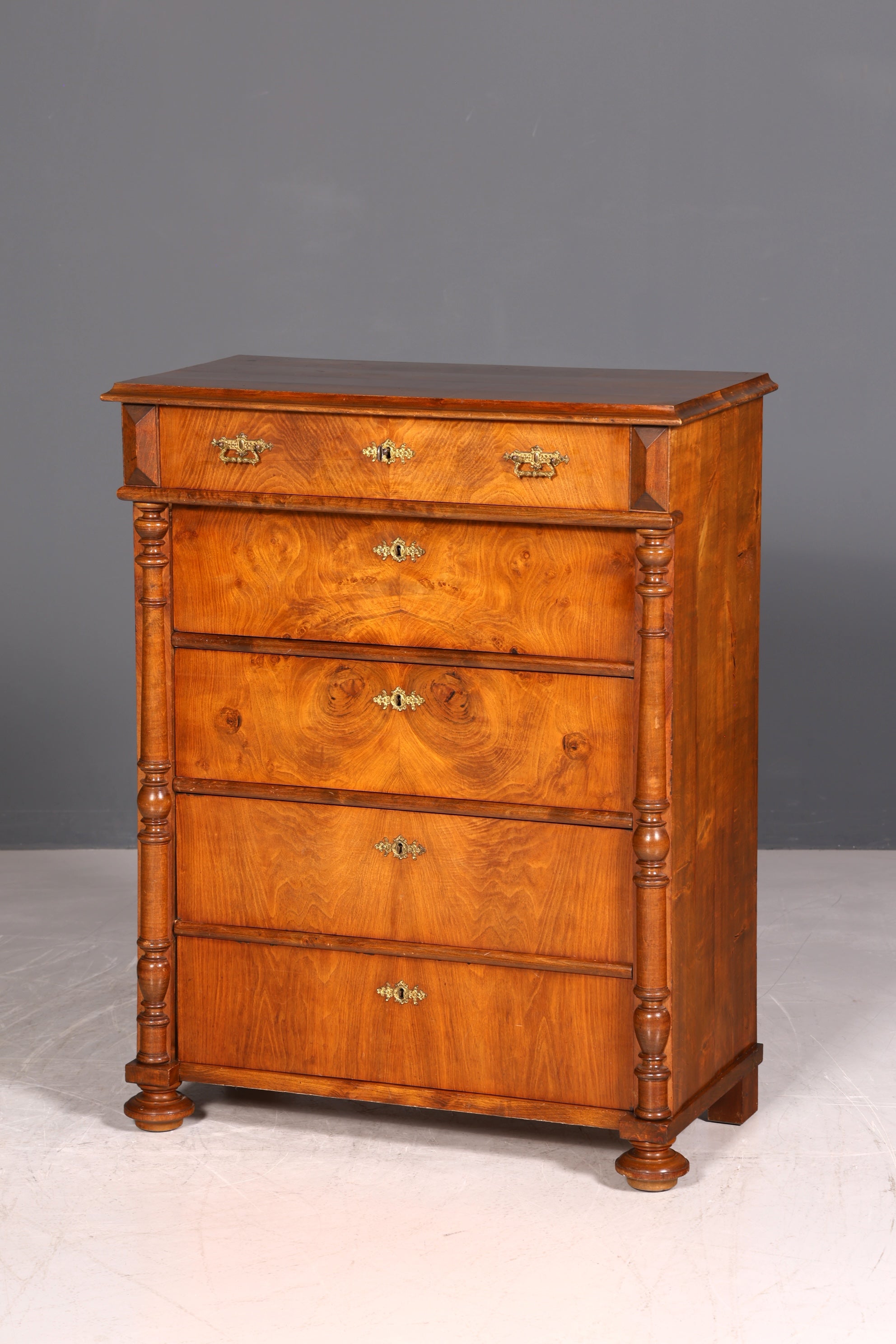 G020 Finish cm Wunderschöne Gründerzeit Kommode Jugendstil Vertiko Schubladenkommode Antik Wäschekommode