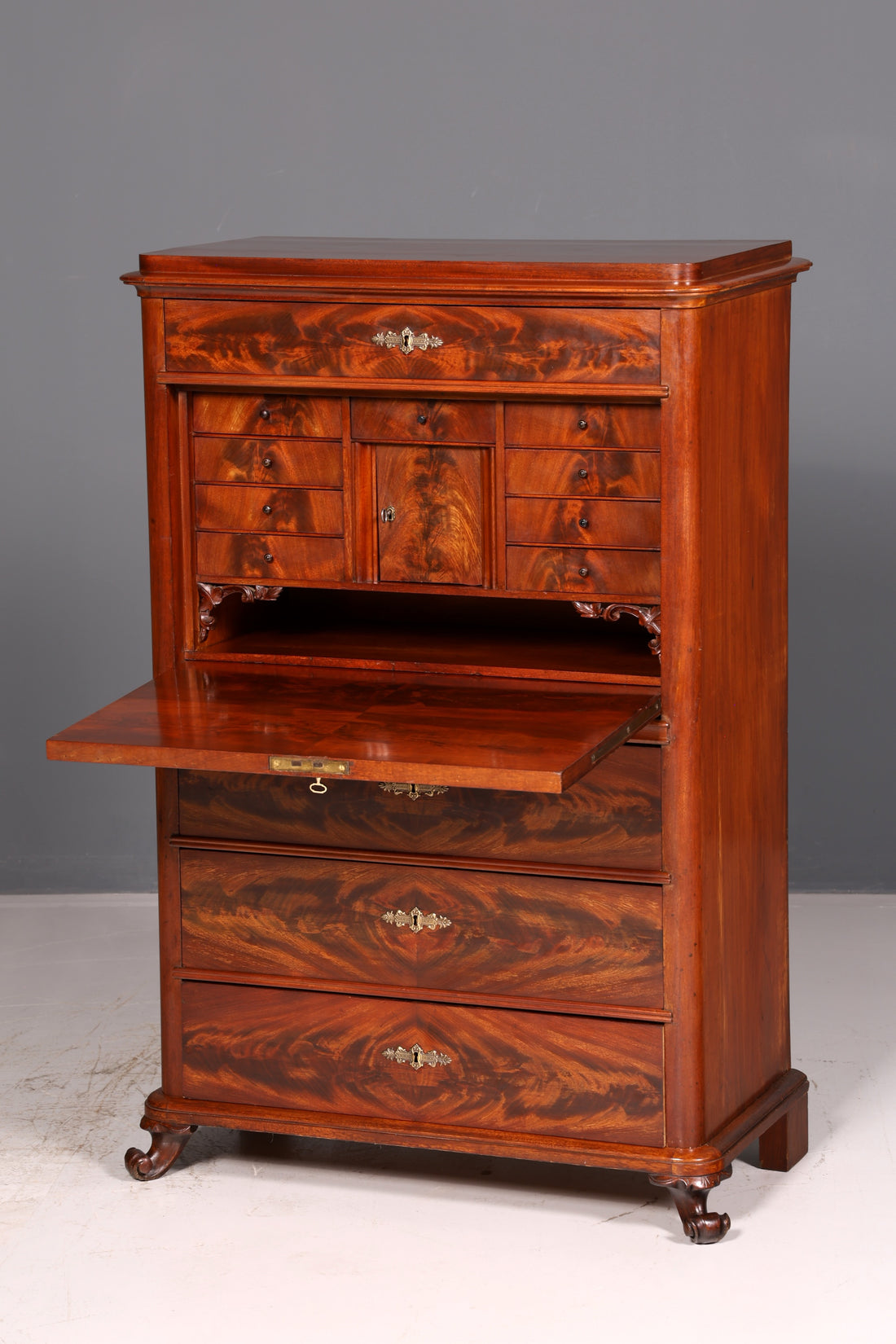 Stunning Louis Philippe secretary desk, Vertiko, Gründerzeit, chest of drawers, antique tallboy, chiffonnier