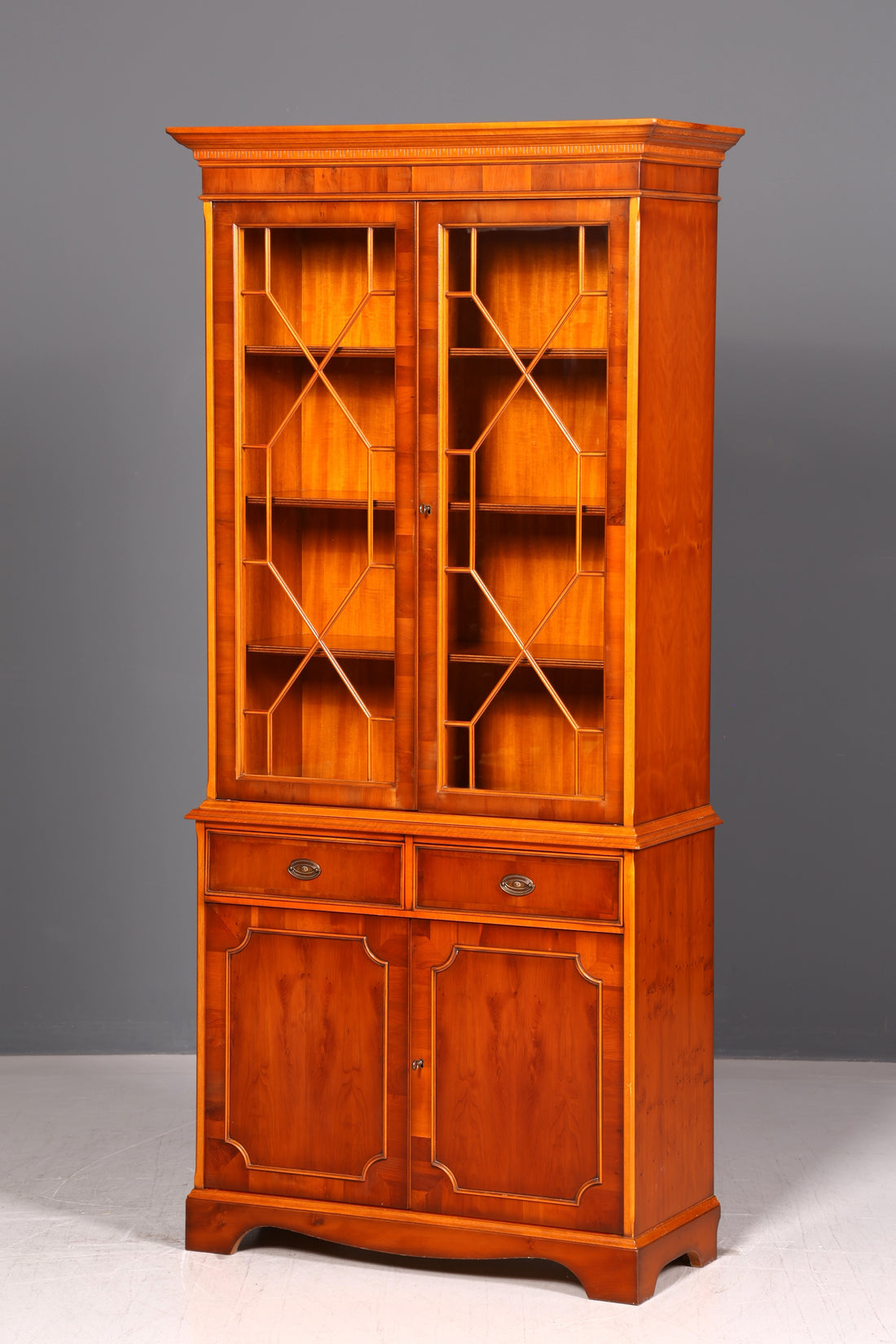 Beautiful original Heldense yew display cabinet, bookcase, glass cabinet, buffet cabinet
